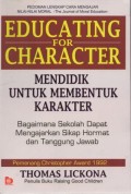 Educating For Character Mendidik Untuk Membentuk Karakter