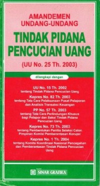 Amandemen Undang-Undang Tindak Pidana Pencucian Uang (UU No. 25 Th. 2003)