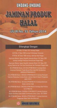 Image of Undang-Undang Jaminan Produk Halal : UU RI No.33 Tahun 2014