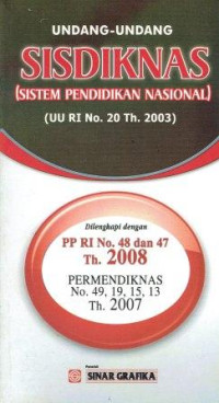 Image of Undang-Undang Sisdiknas (Sistem Pendidikan Nasional) UU RI No. 20 Th. 2003