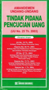 Image of Amandemen Undang-Undang Tindak Pidana Pencucian Uang (UU No. 25 Th. 2003)