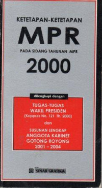 Image of Ketetapan-Ketetapan MPR Pada Sidang Tahunan MPR 2000